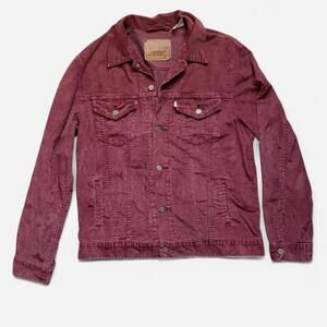 Levi's Men's Burgundy Corduroy Relaxed Fit Trucker Jacket